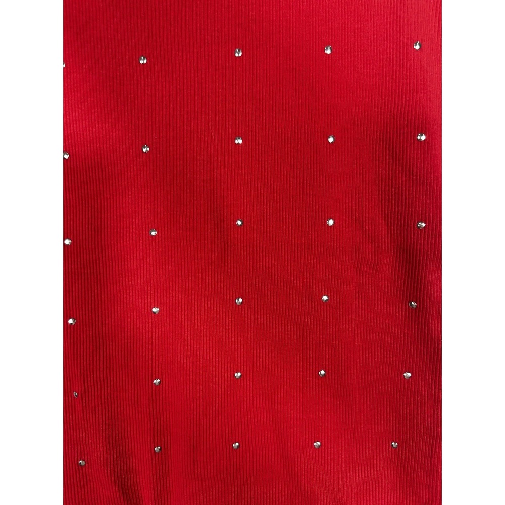 Y2K Ribbed Knit Fitted Tank Top Size M Studded Bling Bratz Baddie Grunge Emo Alt - Picture 5 of 12